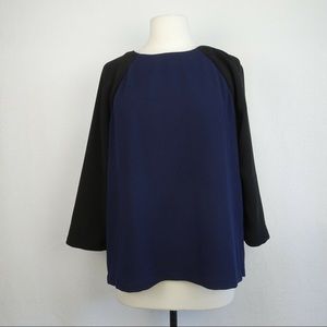 J Crew Size 12 Crepe Baseball Top 3/4 Sleeves Casual Workwear Blouse